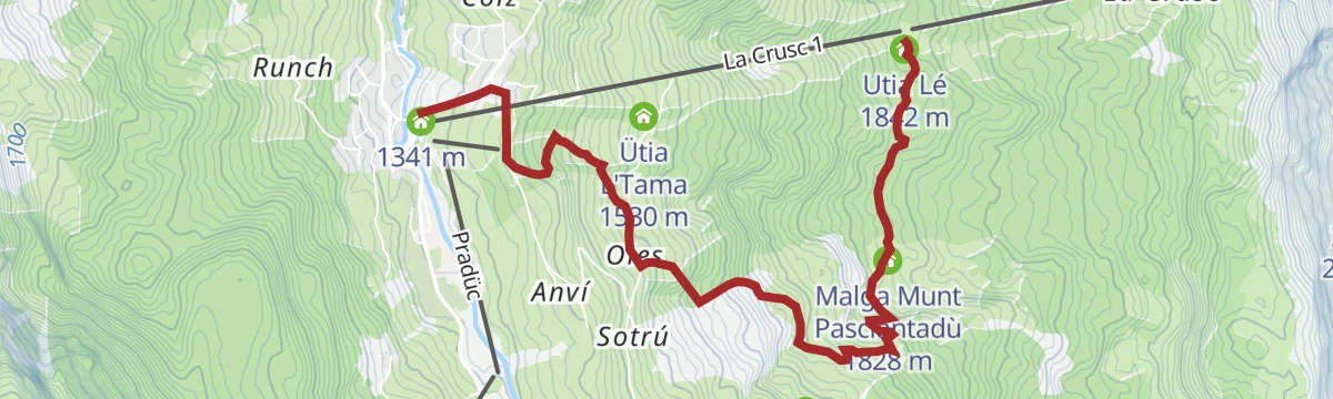 Route map: To the Pasciantadú pastures passing near the Lech Dlá Lé lake
